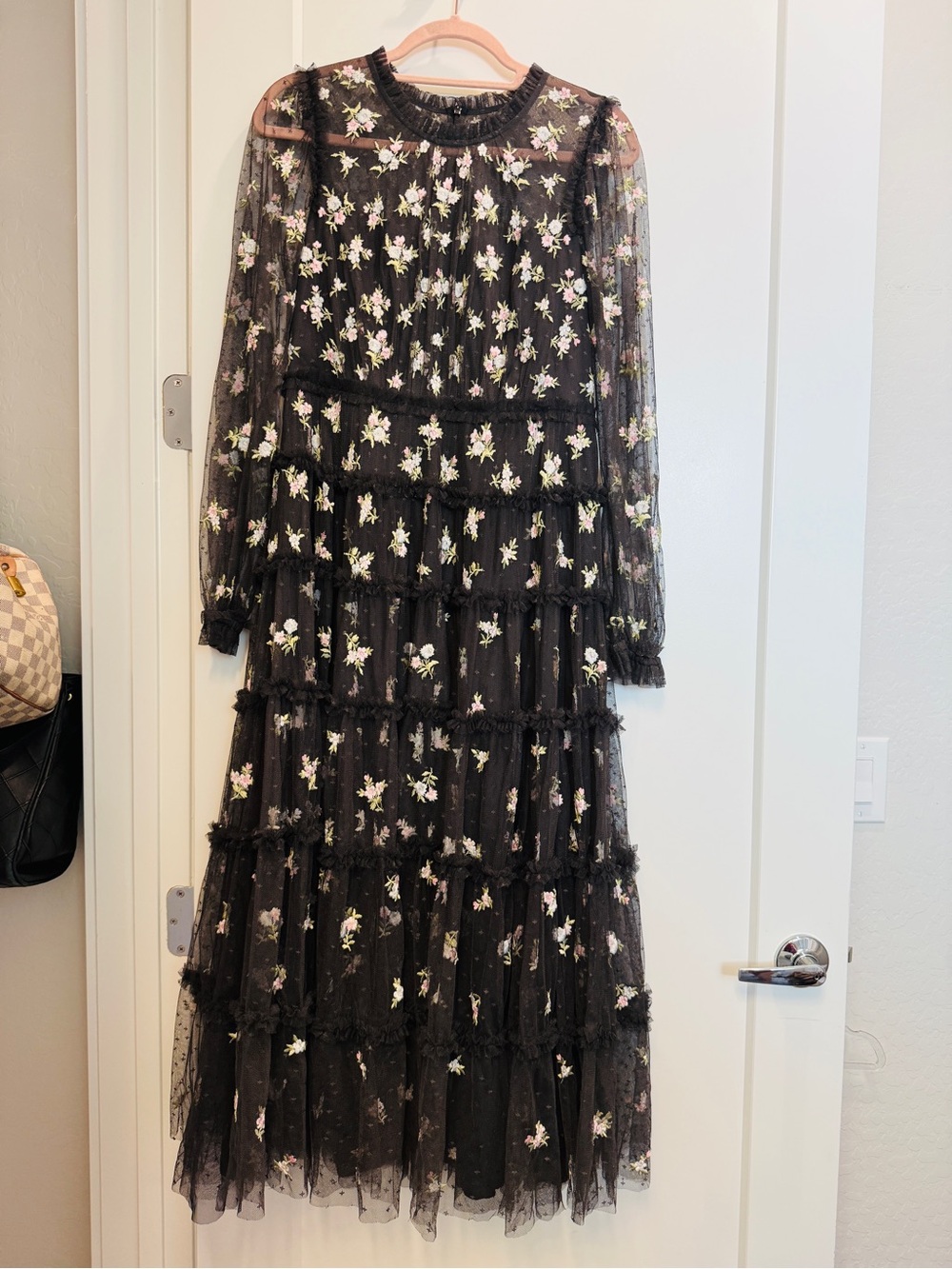 Needle & Thread Floral Tiered Mesh Maxi Midi Dress Serephina Ditsy Tea Modest
